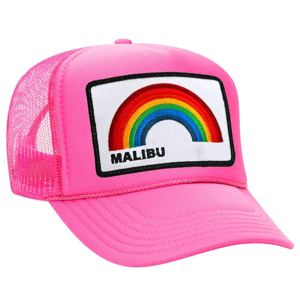 MALIBU RAINBOW TRUCKER HAT HATS Aviator Nation OS NEON PINK 