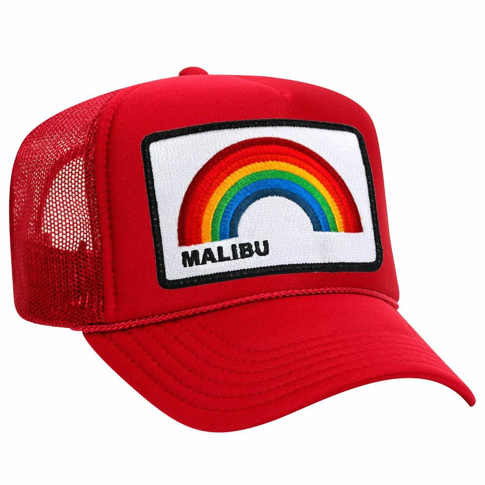 MALIBU RAINBOW TRUCKER HAT HATS Aviator Nation OS RED 