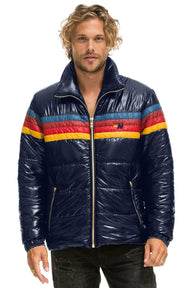 MEN'S 4 STRIPE LUXE TRAVELER JACKET - GLOSSY NAVY Jacket Aviator Nation 