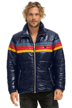 MEN'S 4 STRIPE LUXE TRAVELER JACKET - GLOSSY NAVY Jacket Aviator Nation 