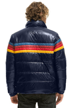 MEN'S 4 STRIPE LUXE TRAVELER JACKET - GLOSSY NAVY Jacket Aviator Nation 