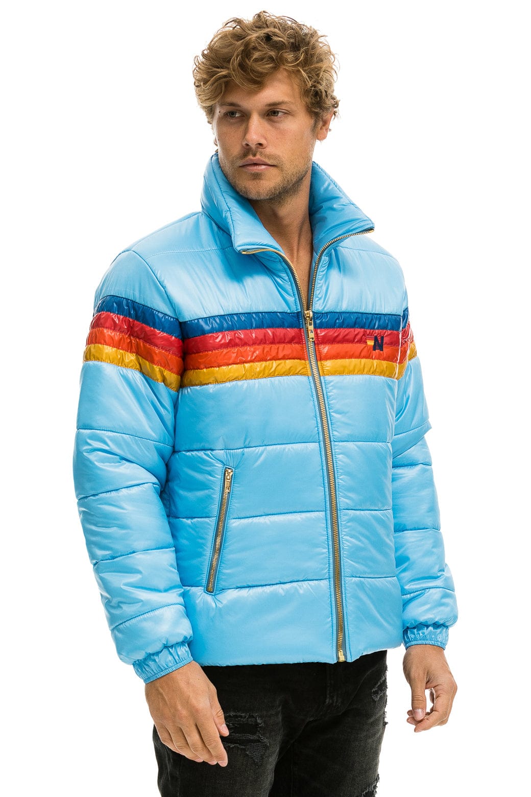 MEN'S 4 STRIPE LUXE TRAVELER JACKET - GLOSSY SKY Jacket Aviator Nation 