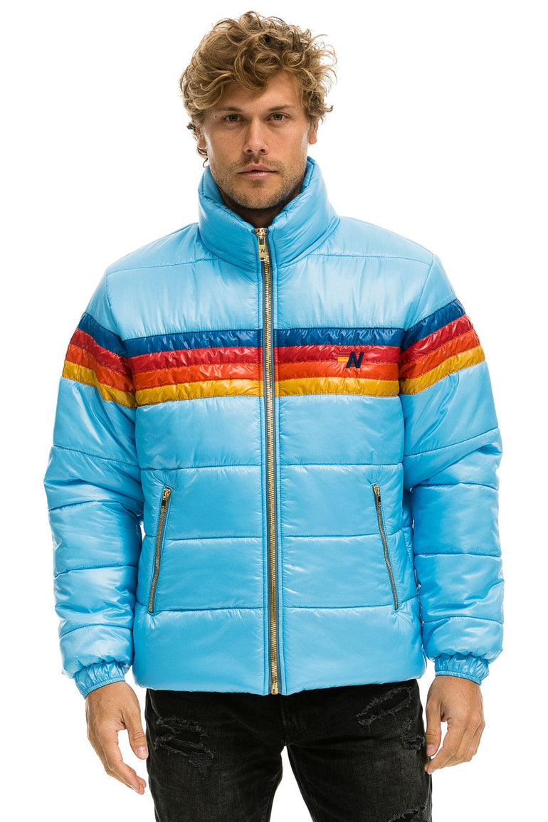 MEN'S 4 STRIPE LUXE TRAVELER JACKET - GLOSSY SKY Jacket Aviator Nation 