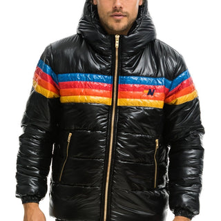 MEN'S 4 STRIPE LUXE TREKKER JACKET - GLOSSY BLACK Jacket Aviator Nation 