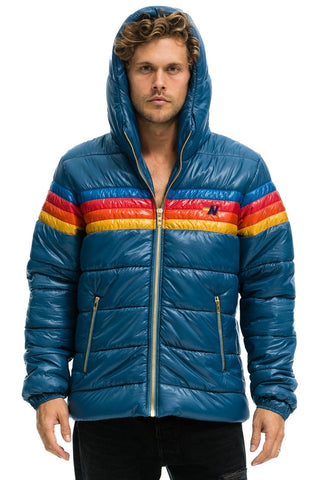 MEN'S 4 STRIPE LUXE TREKKER JACKET - GLOSSY DEEP BLUE Jacket Aviator Nation 
