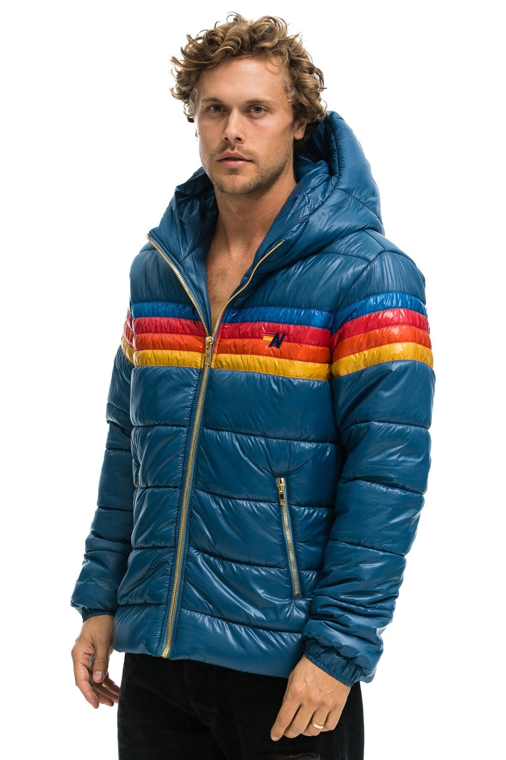 MEN'S 4 STRIPE LUXE TREKKER JACKET - GLOSSY DEEP BLUE Jacket Aviator Nation 