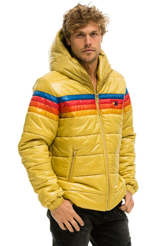 MEN'S 4 STRIPE LUXE TREKKER JACKET - GLOSSY KHAKI Jacket Aviator Nation 
