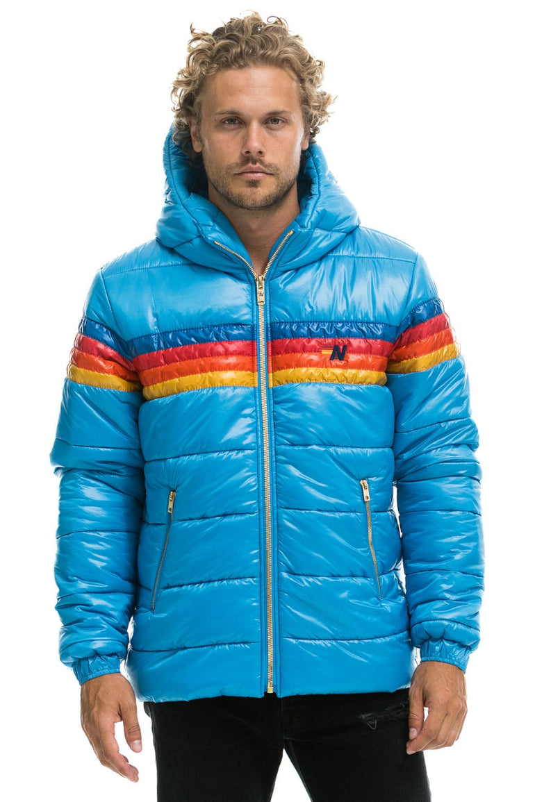 MEN'S 4 STRIPE LUXE TREKKER JACKET - GLOSSY OCEAN Jacket Aviator Nation 
