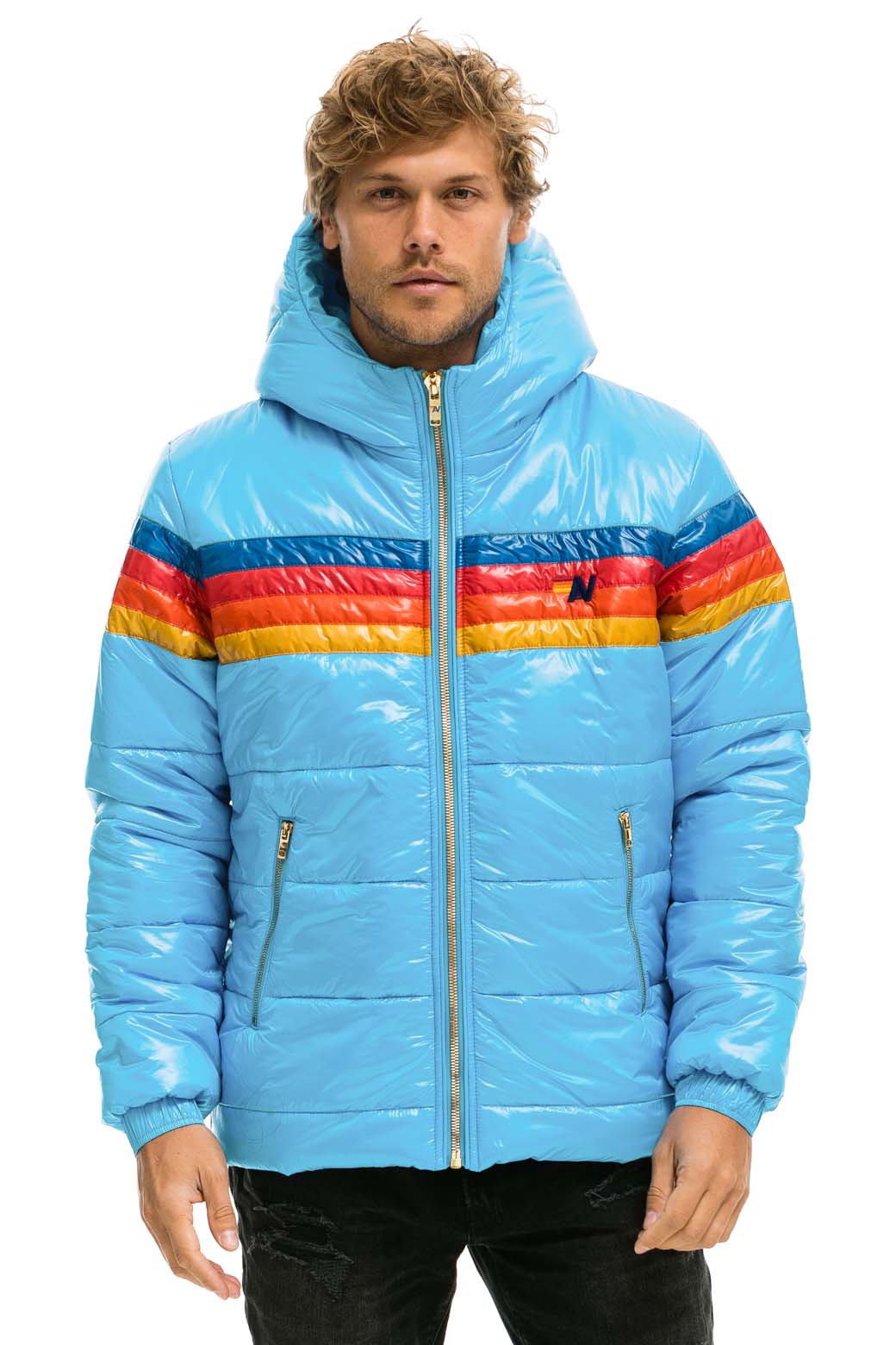 MEN'S 4 STRIPE LUXE TREKKER JACKET - GLOSSY SKY Jacket Aviator Nation 