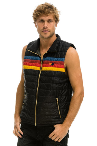 MEN'S 4 STRIPE VEST - BLACK Vest Aviator Nation 