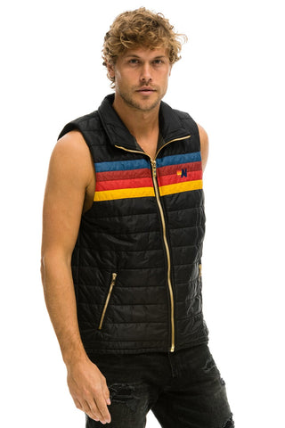 MEN'S 4 STRIPE VEST - BLACK Vest Aviator Nation 