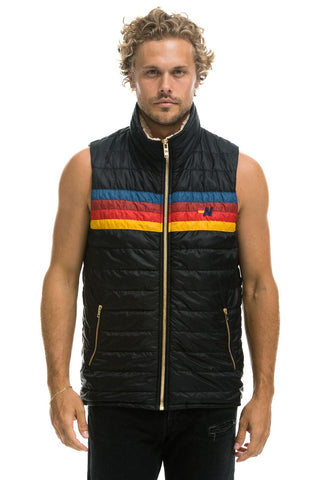 MEN'S 4 STRIPE VEST - BLACK Vest Aviator Nation 