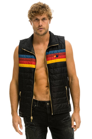 MEN'S 4 STRIPE VEST - BLACK Vest Aviator Nation 