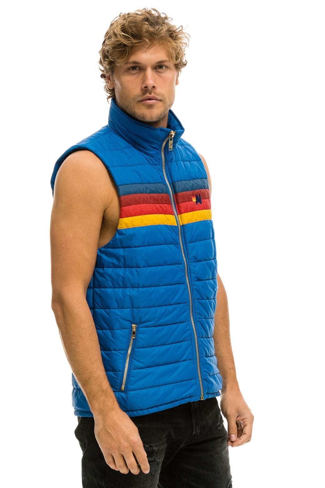 MEN'S 4 STRIPE VEST - SNORKEL BLUE Men's Vest Aviator Nation 
