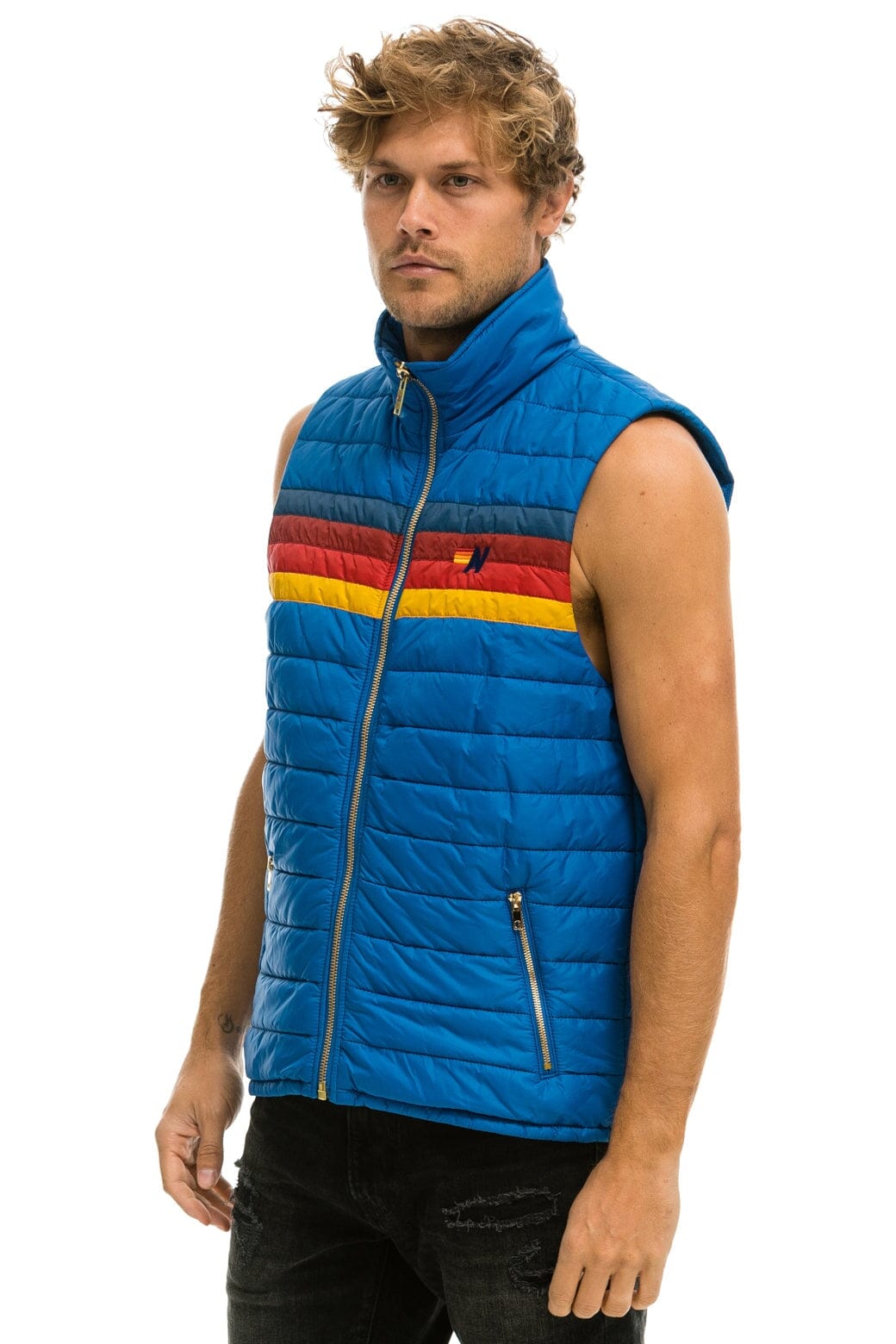 MEN'S 4 STRIPE VEST - SNORKEL BLUE Men's Vest Aviator Nation 