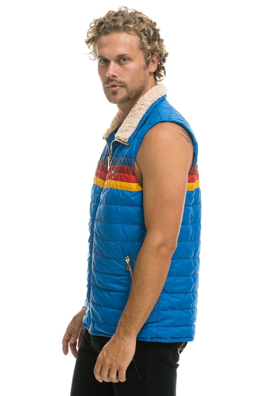 MEN'S 4 STRIPE VEST - SNORKEL BLUE Vest Aviator Nation 