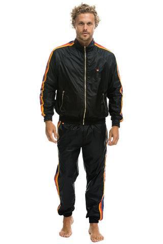 MEN'S 4 STRIPE WIND PANT - BLACK Men's Sweatpants Aviator Nation 