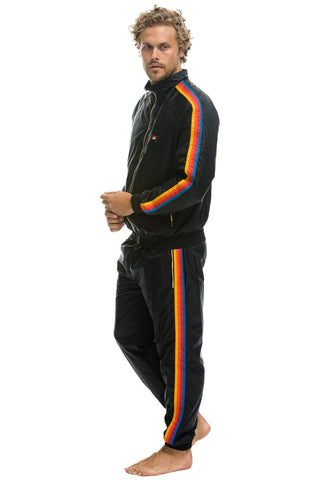 MEN'S 4 STRIPE WIND PANT - BLACK Men's Sweatpants Aviator Nation 