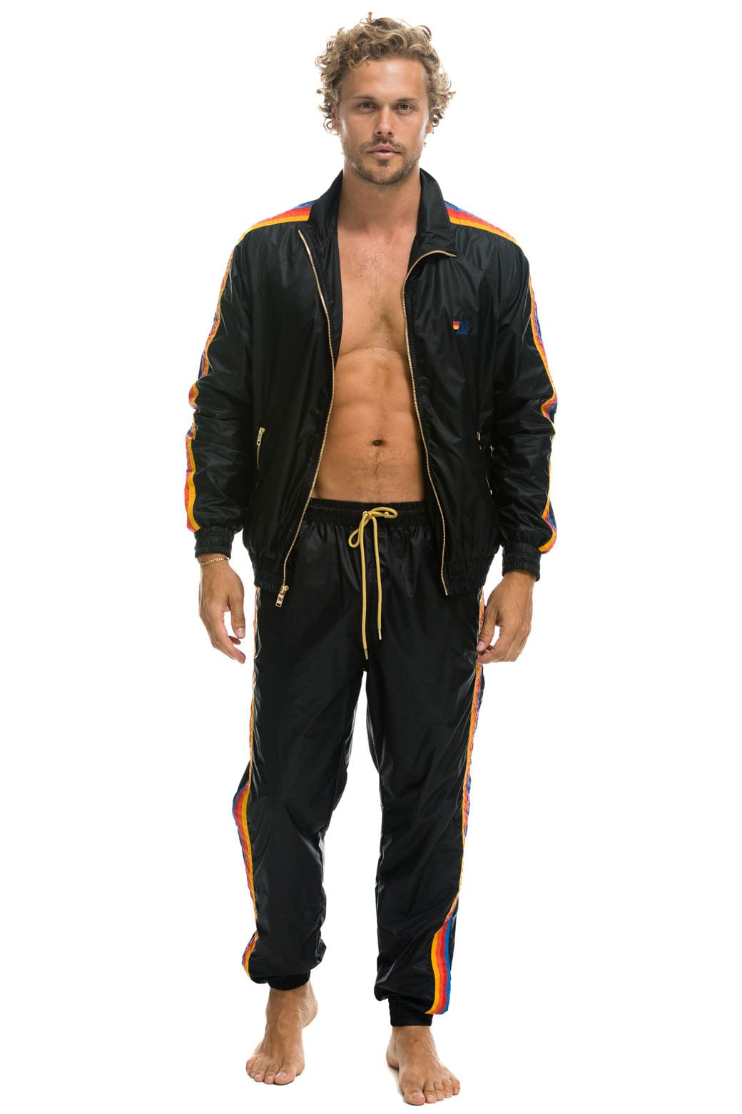 MEN'S 4 STRIPE WIND PANT - BLACK Outerwear Aviator Nation 