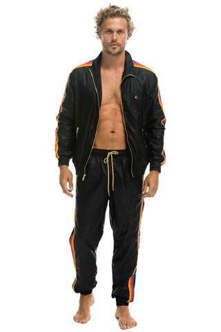MEN'S 4 STRIPE WIND PANT - BLACK Outerwear Aviator Nation 