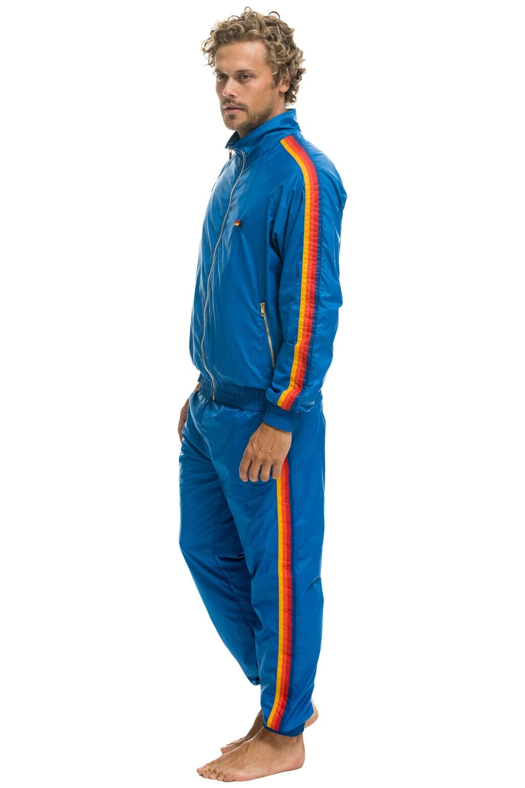 MEN'S 4 STRIPE WIND PANT - SNORKEL BLUE Men's Sweatpants Aviator Nation 
