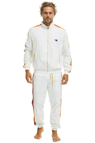 MEN'S 4 STRIPE WIND PANT - WHITE Men's Sweatpants Aviator Nation 