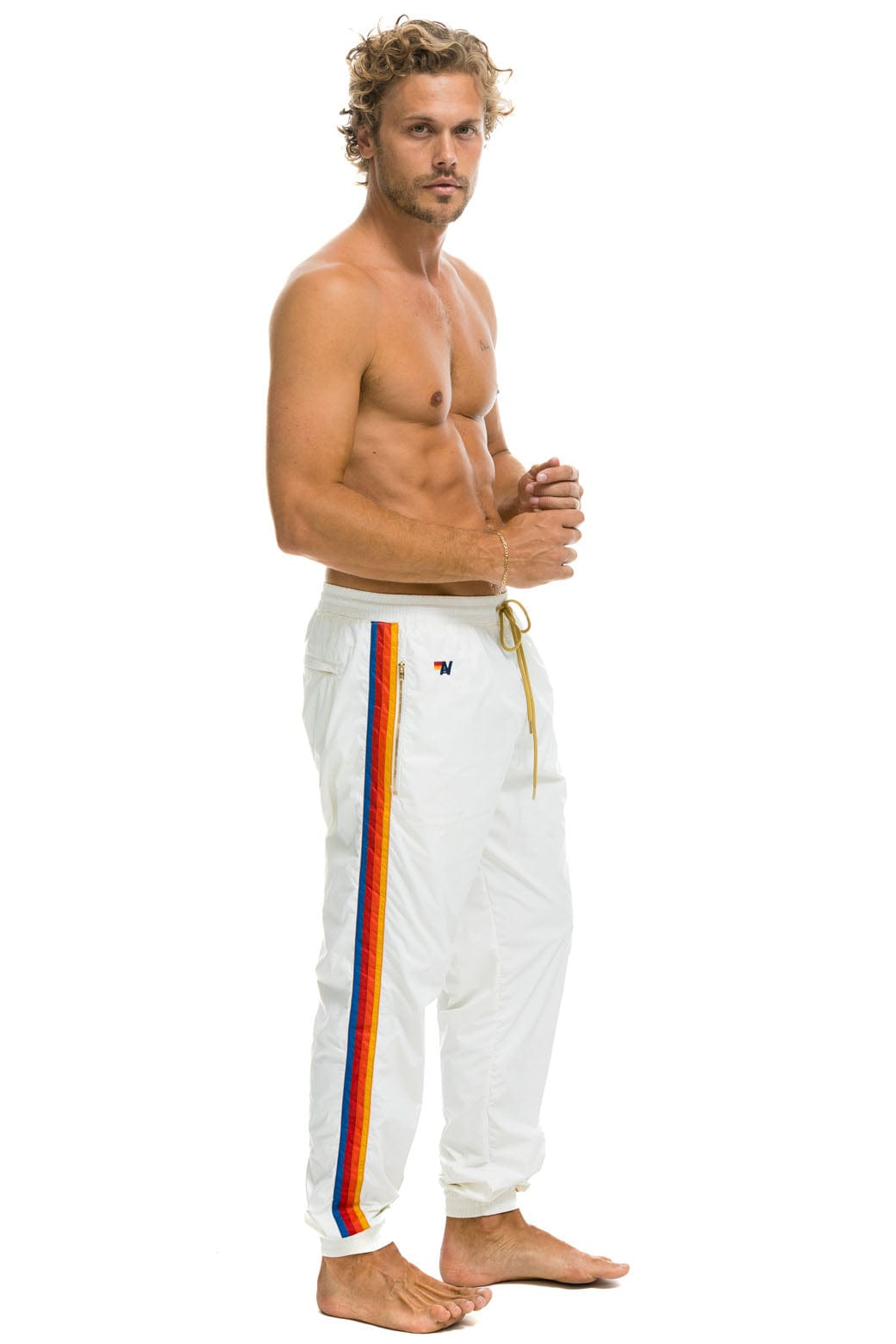 MEN'S 4 STRIPE WIND PANT - WHITE Outerwear Aviator Nation 