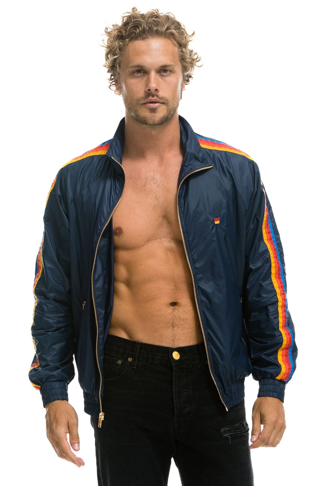 MEN'S 4 STRIPE WINDBREAKER - NAVY Jacket Aviator Nation 
