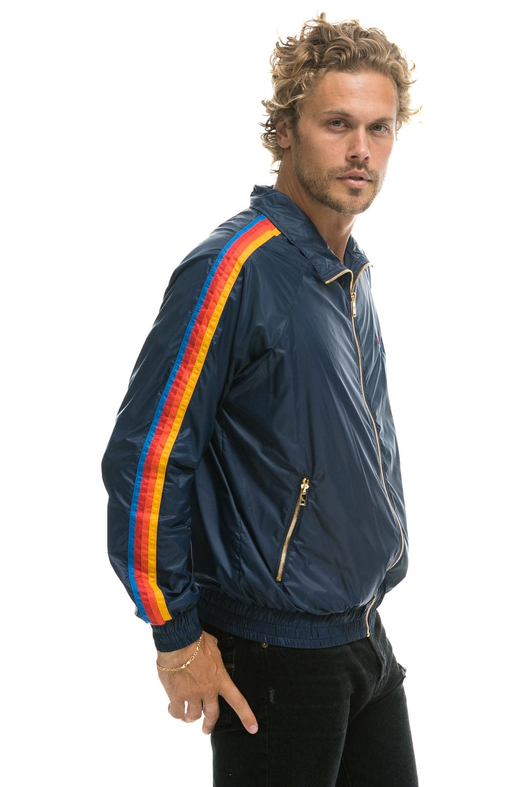 MEN'S 4 STRIPE WINDBREAKER - NAVY Jacket Aviator Nation 