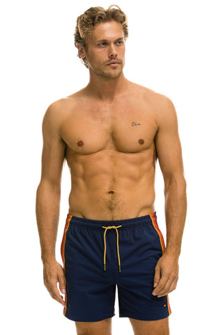 MEN'S 5 STRIPE FLEX SHORTS - NAVY Men's Board Shorts Aviator Nation 