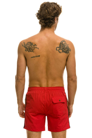 MEN'S 5 STRIPE FLEX SHORTS - RED Men's Board Shorts Aviator Nation 