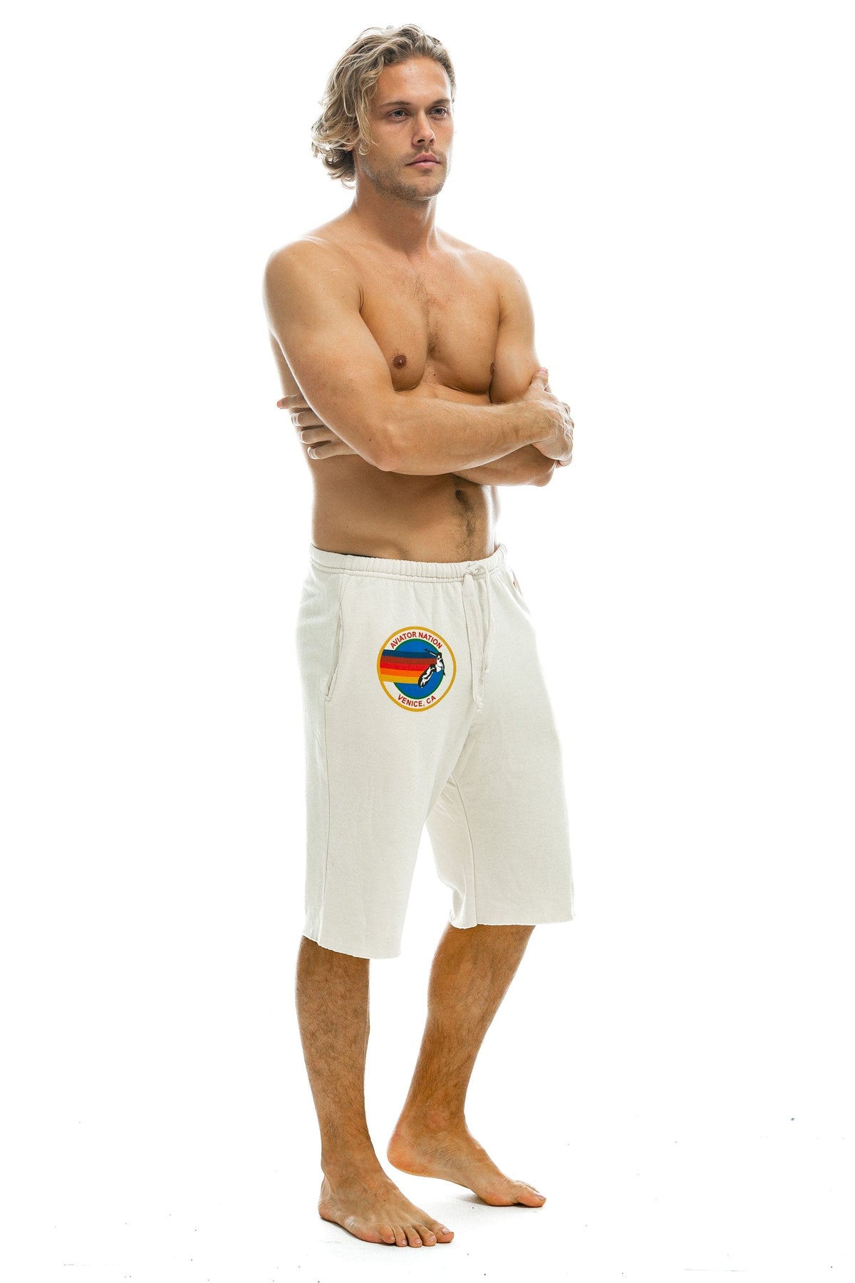 MEN'S AVIATOR NATION SWEATSHORTS - VINTAGE WHITE Sweatshorts Aviator Nation 