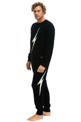 MEN'S BOLT CASHMERE LIGHT SWEATER PANT - BLACK // WHITE BOLT Men's Sweatpants Aviator Nation 