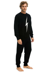 MEN'S BOLT CASHMERE LIGHT SWEATER PANT - BLACK // WHITE BOLT Men's Sweatpants Aviator Nation 