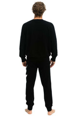 MEN'S BOLT CASHMERE LIGHT SWEATER PANT - BLACK // WHITE BOLT Men's Sweatpants Aviator Nation 
