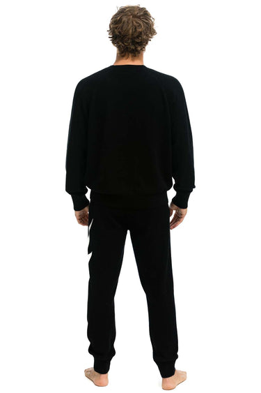 MEN'S BOLT CASHMERE LIGHT SWEATER PANT - BLACK // WHITE BOLT Men's Sweatpants Aviator Nation 