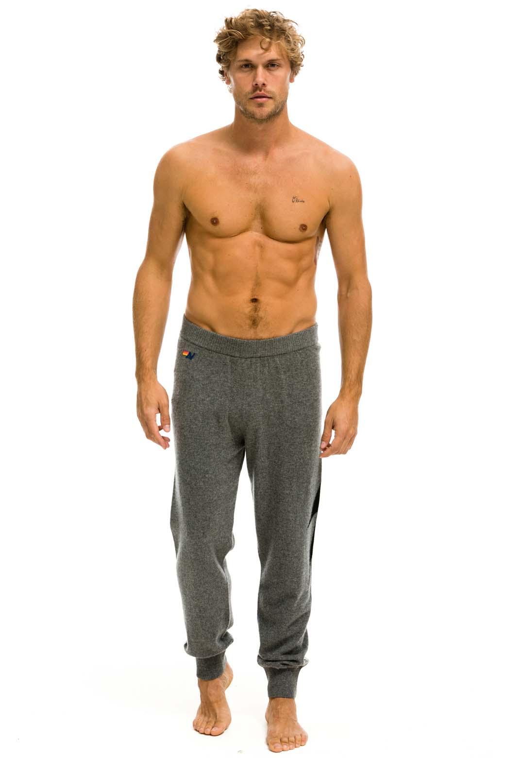 MEN'S BOLT CASHMERE LIGHT SWEATER PANT - DEEP HEATHER // BLACK BOLT Men's Sweatpants Aviator Nation 