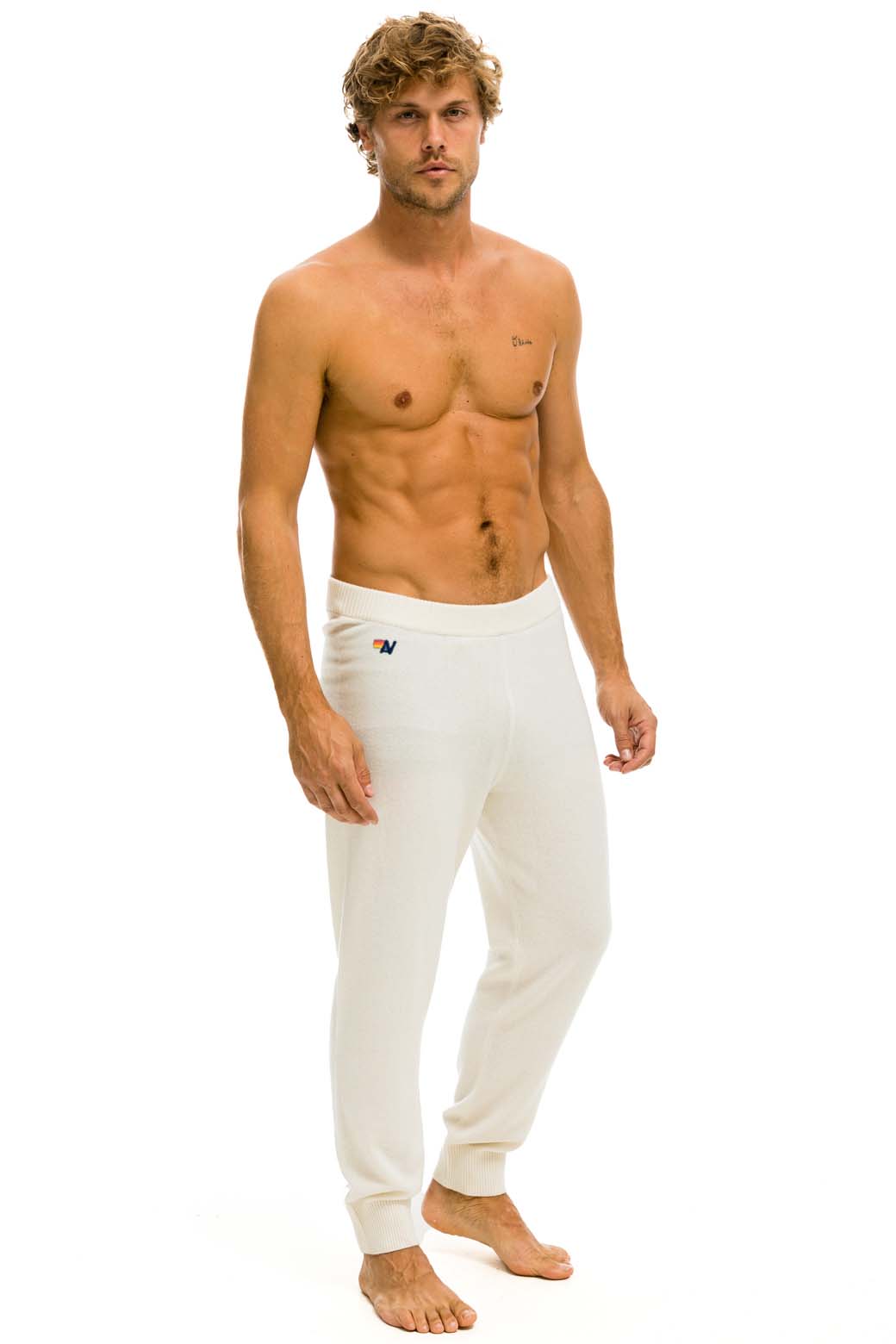 MEN'S BOLT CASHMERE LIGHT SWEATER PANT - VINTAGE WHITE // BLACK BOLT Men's Sweatpants Aviator Nation 