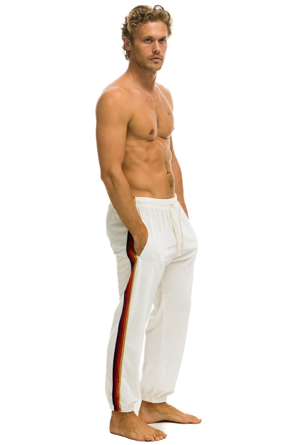 MEN'S CLASSIC VELVET SWEATPANTS - VINTAGE WHITE Mens Sweatpants Aviator Nation 