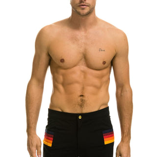 MEN'S HORIZONTAL 5 STRIPE FLEX SHORTS - BLACK Men's Board Shorts Aviator Nation 