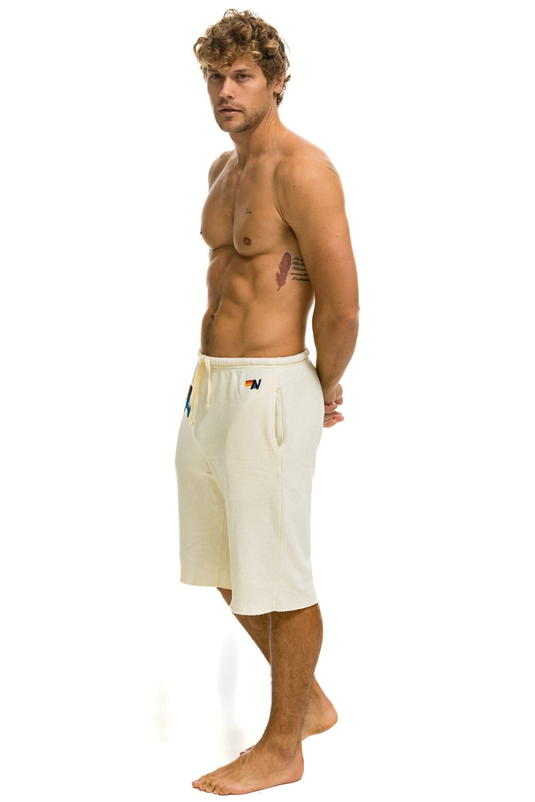 MEN'S LOGO SWEATSHORTS - VINTAGE WHITE Men's Sweatshorts Aviator Nation 