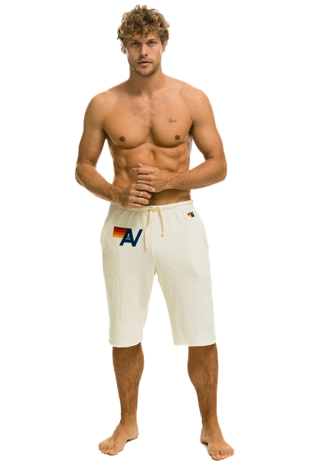 MEN'S LOGO SWEATSHORTS - VINTAGE WHITE Men's Sweatshorts Aviator Nation 