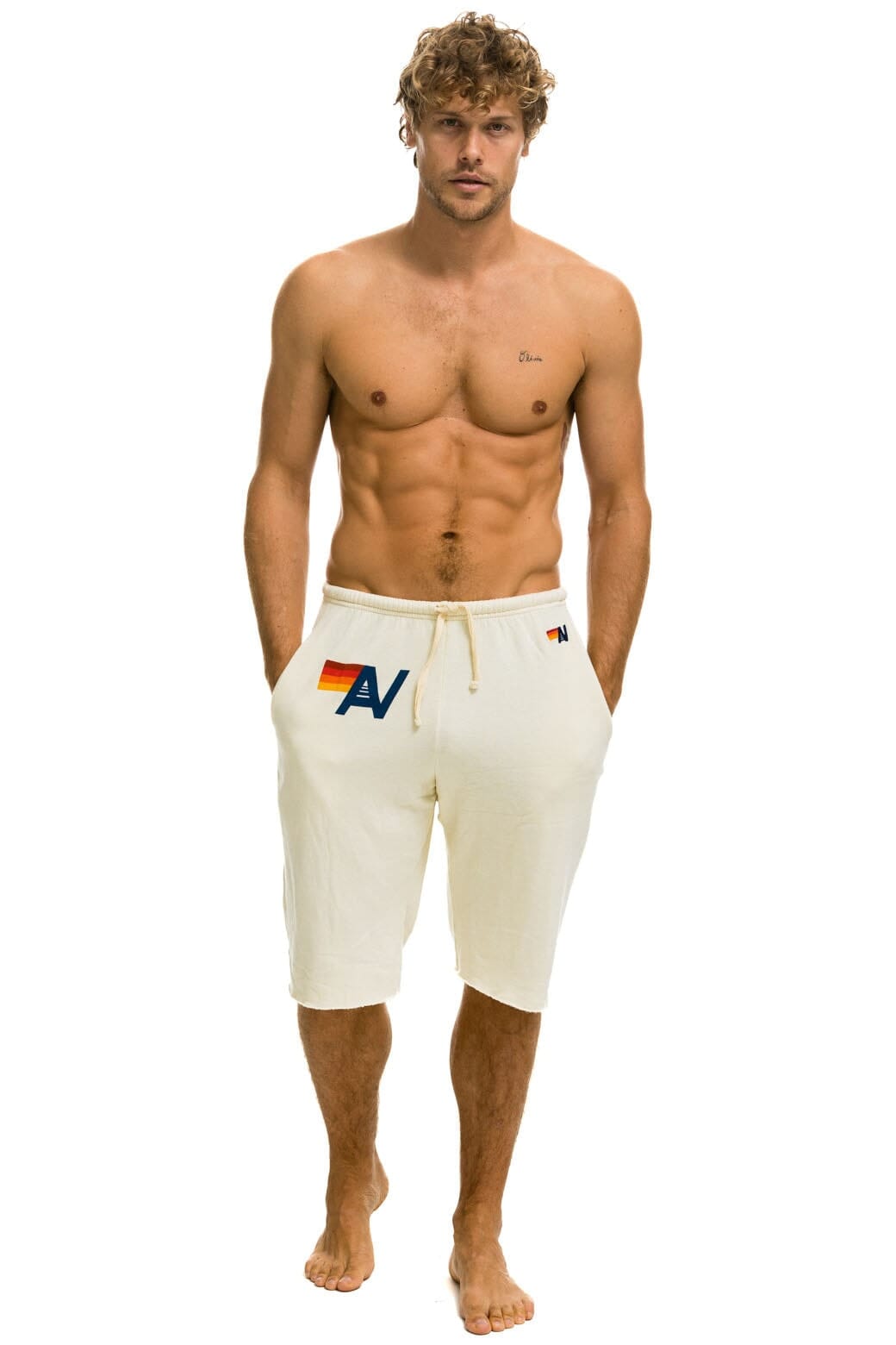 MEN'S LOGO SWEATSHORTS - VINTAGE WHITE Men's Sweatshorts Aviator Nation 
