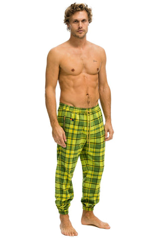 MEN'S PLAID LODGE PANT - AVOCADO PLAID Mens Sweatpants Aviator Nation 