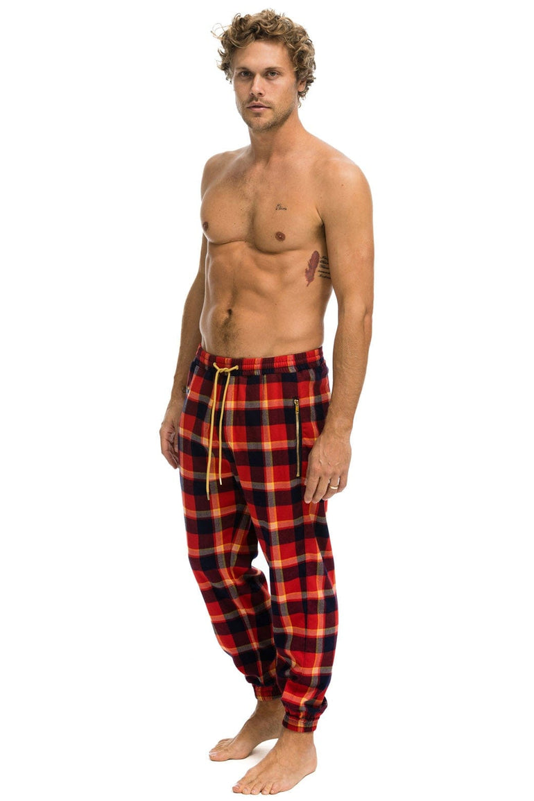MEN'S PLAID LODGE PANT - RUGBY PLAID Mens Sweatpants Aviator Nation