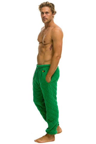 MEN'S QUILTED SWEATPANTS - KELLY GREEN Mens Sweatpants Aviator Nation 