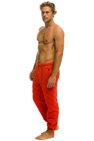MEN'S QUILTED SWEATPANTS - RED Mens Sweatpants Aviator Nation 