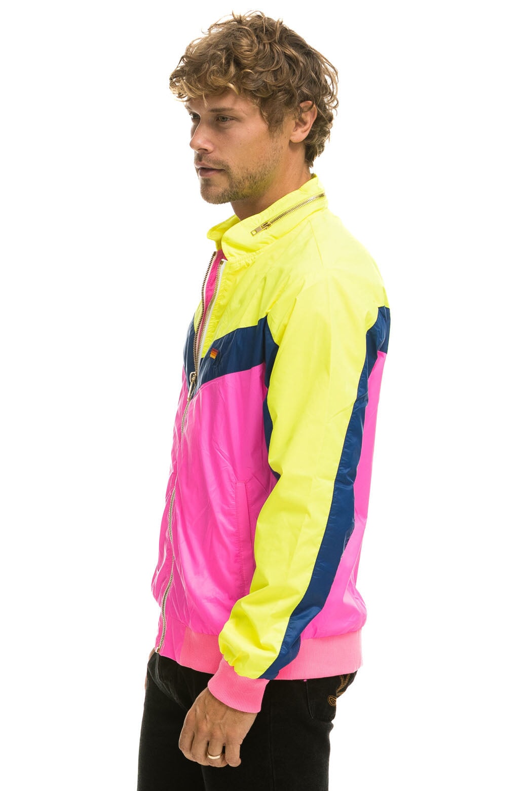 MEN&#39;S WINDBREAKER JACKET - NEON PINK Men&#39;s Windbreaker Aviator Nation 