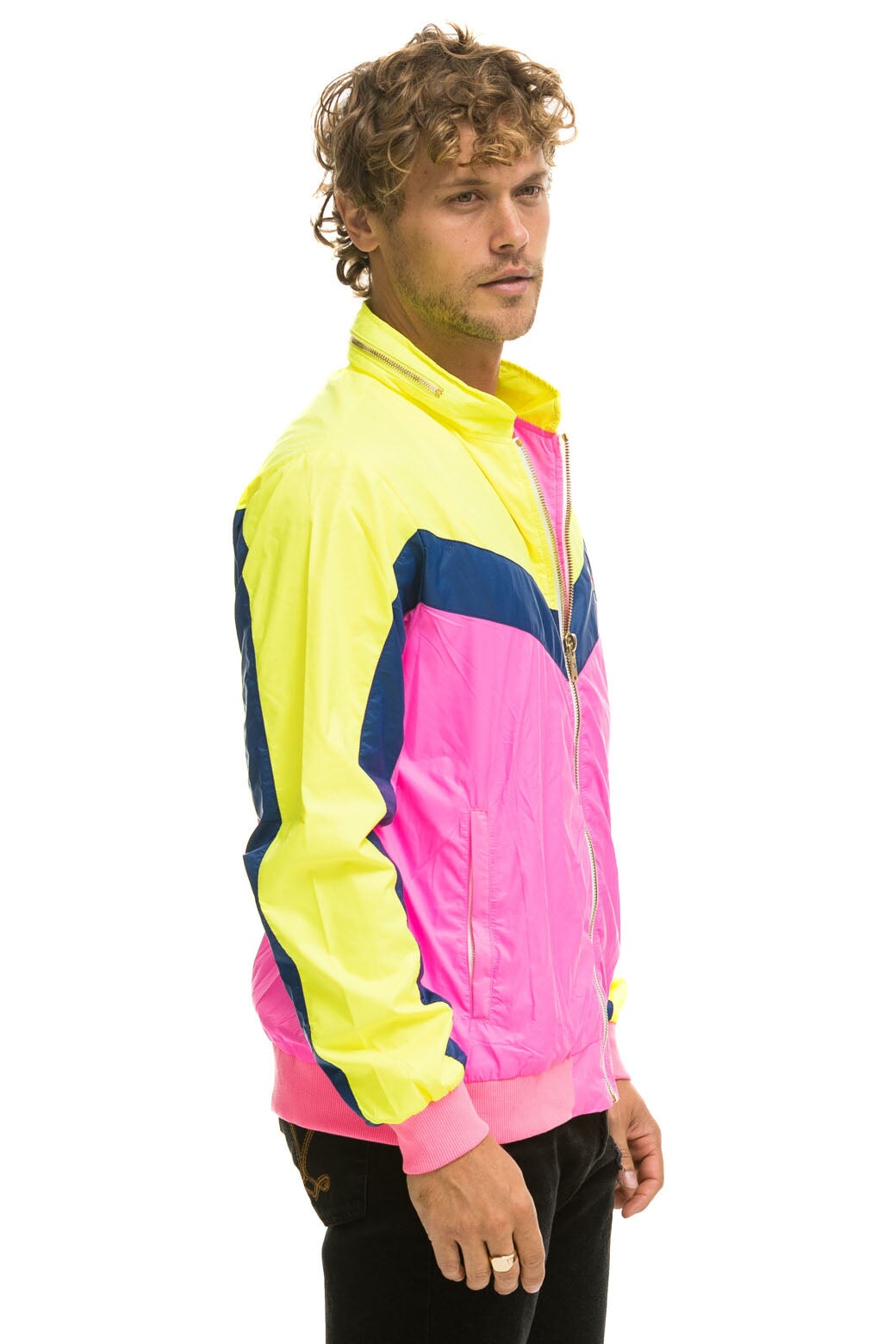 MEN&#39;S WINDBREAKER JACKET - NEON PINK Men&#39;s Windbreaker Aviator Nation 