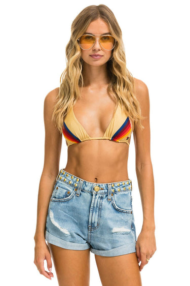 MID RISE STUDDED ROCKER BOLT WOMENS JEAN SHORT - SUPER LIGHT Denim Shorts Aviator Nation 